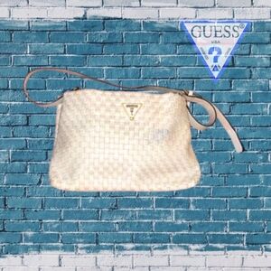 Guess Woven Cream Crossbody Bag